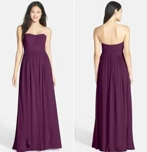Jenny Yoo Aidan Convertible Strapless Chiffon Bridesmaid Gown Pleated Maxi Dress